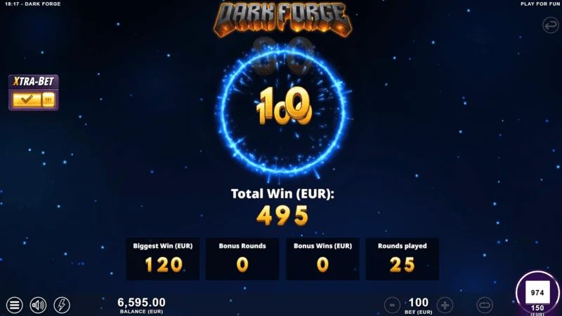 Dark Forge - bonus mod Super Free Spins s tamnom paletom