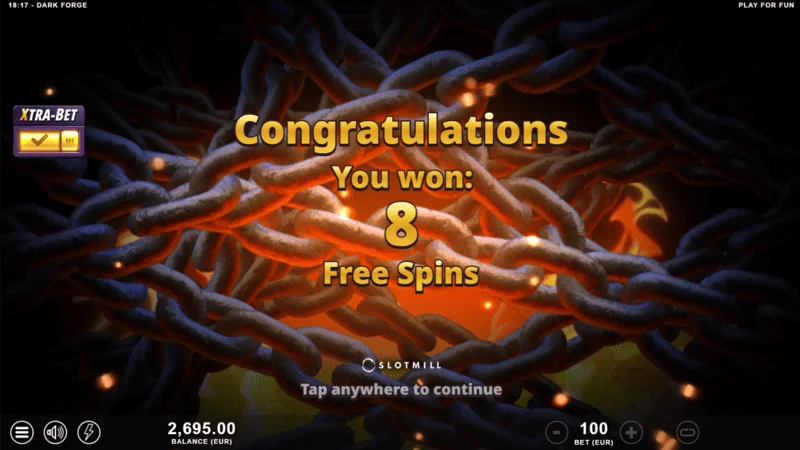 Dark Forge - pokretanje Free Spins s tri Scatter simbola