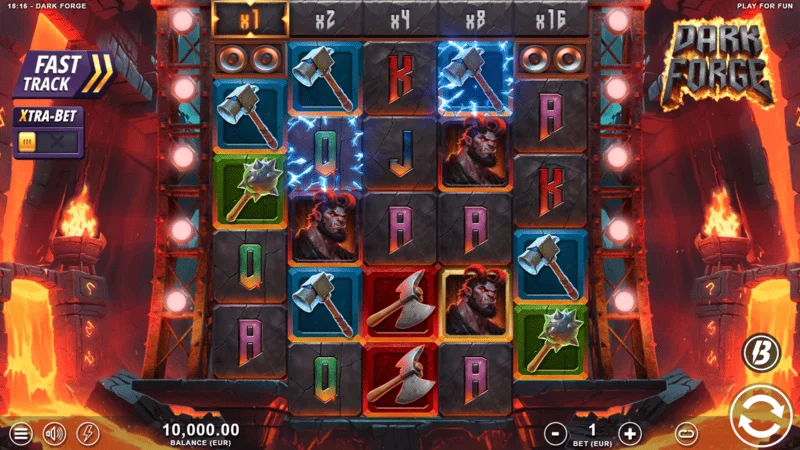 Dark Forge - glavni zaslon igre s mrežom 4-5-5-5-4